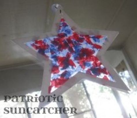 4th Crafts For Kids, July 4th Crafts For Kids, Memorial Day Crafts, Star Suncatcher, Patriotic Art, Blue Crafts, Patriotic Crafts, And July, Patriotic Holidays