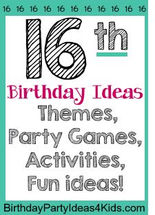 16th Birthday Ideas for a sixteenth birthday party - fun 16th party ideas for girls and guys, party venues, themes and great ideas to make the 16th birthday extra special.  https://birthdaypartyideas4kids.com/16th-birthday-ideas.html 16 Th Birthday Ideas, 16 Birthday Ideas, Best Friend Birthday Surprise, Sweet 16 For Boys, Boy 16th Birthday, Teenage Birthday Party, Themes Party, Birthday Activities, Sixteenth Birthday