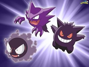 gastly, gengar, and huanter. gastly is the face with all the smoke, huanter is the one that's brightest, and is a face and hands. gengar is the dark purple thing. Pokemon Decorations, Evolution Wallpaper, Purple Pokemon, Pokemon First Generation, Gengar Evolution, Pokémon Evolution, Poke Mon, Evolution Tattoo, Pokemon Decor