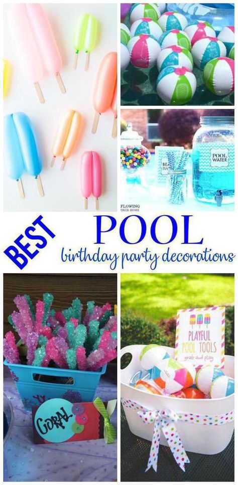 Girls Pool Party Birthday Ideas, Safari Pool Party, Pool Party Decoration Ideas, Pool Party Themes, Hosting Parties, Pool Party Kids, Party Decoration Ideas, Swim Party, Pool Party Decorations