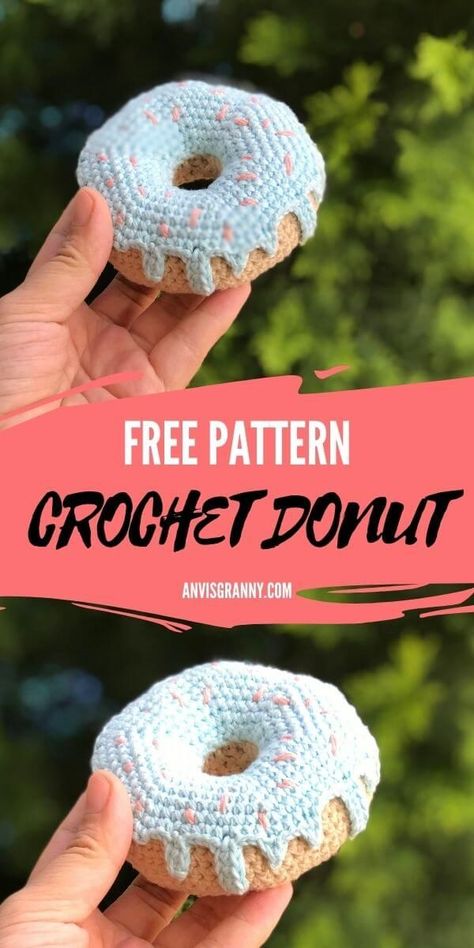 Crochet Donut Pattern, Crochet Donut, Donut Pattern, Crochet Geek, Crochet Cushion Cover, Pola Amigurumi, Crochet Food, Crochet Amigurumi Free Patterns, Haken Baby