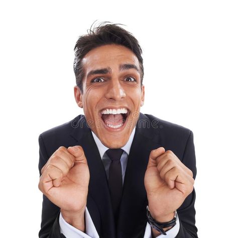 Hes unable to hide his excitement for business. Portrait of an ecstatic and businessman against a white background. royalty free stock photography Business Man Stock Photo, Stock Images Funny, Whisper Background, Stock Photos Funny, Draw The Squad, Funny Reaction, Pumpkin Ideas, Business Portrait, Photoshoot Inspo