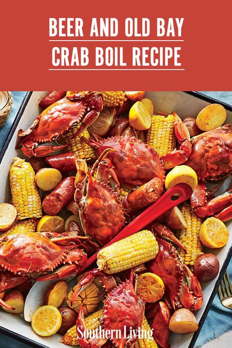 If you’re lucky enough to get your hands on some live blue crabs, there’s no better way to enjoy them than in an old-fashioned crab boil, or “crab feast,” as they say around the Chesapeake Bay. #recipes #recipeideas #seafoodrecipes #seafooddinners #seafood #southernliving Crab Boil Seasoning, Crab Boil Recipe, Shrimp Boil Recipe, Crab Recipe, Crab Feast, Seafood Boil Recipes, Boiled Food, Crab Boil, Shrimp Boil