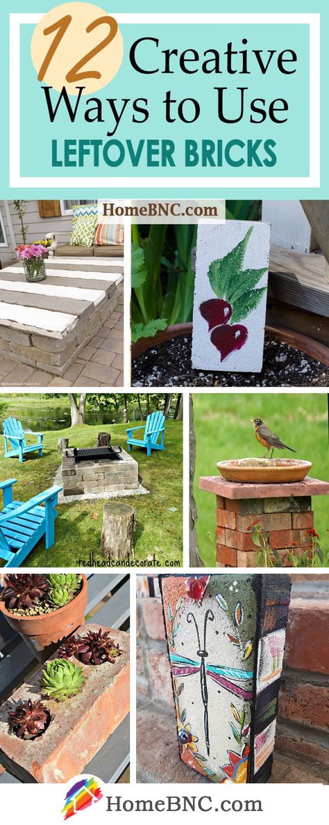 12 Best Leftover Brick Ideas and Designs for 2019 Leftover Bricks, Painted Bricks Crafts, Landscape Bricks, Fire Pit Coffee Table, Repurposed Home Decor, Painted Pavers, Brick Crafts, Simple Diy Home Decor, Brick Ideas