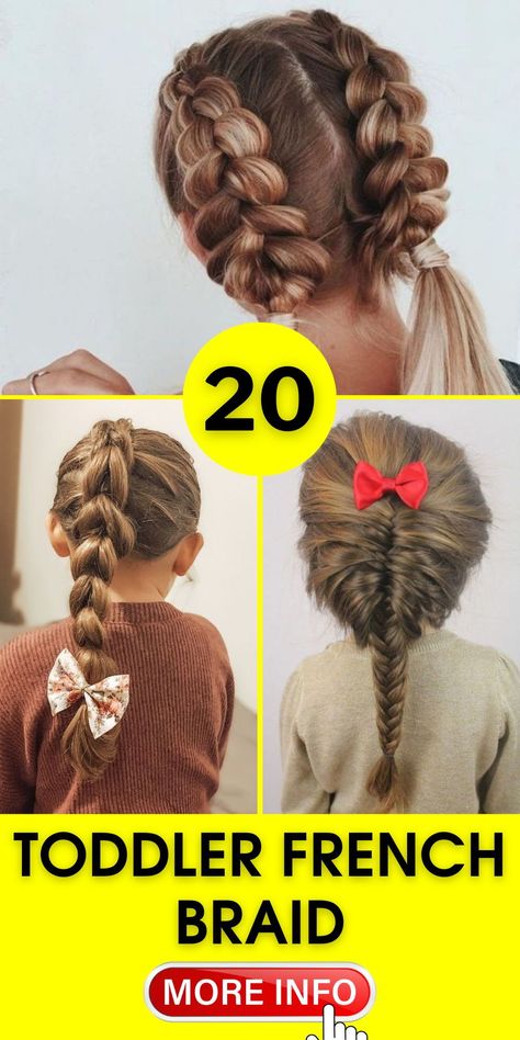 Discover a new twist on Hairstyles ponytail with this toddler french braid. This Easy and adorable hairstyle is a great addition to your styling repertoire. The Tutorial walks you through each step, making it simple to achieve a Cute look that's perfect for any occasion. Ponytail Kids Hairstyles, Simple French Braid Hairstyles, Girls French Braid Hairstyles, French Braid Hairstyles For Kids, Toddler French Braid, French Braid Ideas, French Braids Hairstyles, French Twist Tutorial, Classic Braids