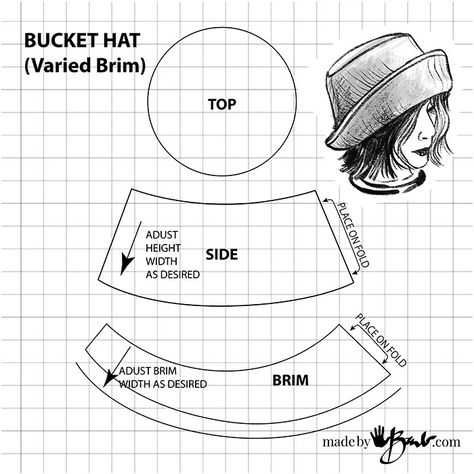 Derby Hat Diy, Different Hat Styles, Make Your Own Hat, Pola Topi, Baby Turban Hat, Hat Sewing, Hat Template, Bucket Hat Pattern, Sewing Hats