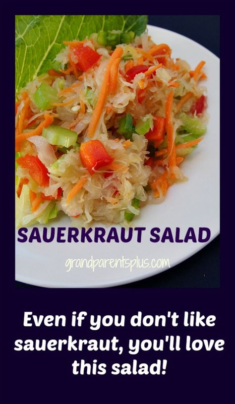 Sourkrout Salad Recipes, Sourkrout Salad, Sauerkraut Salad Recipes, Sauerkraut Slaw, Korean Salad, Sauerkraut Salad, Easy Wreath, Sauerkraut Recipes, Meat Sandwich