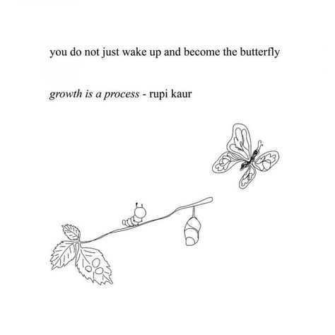 Brilliant Poems by Rupi Kaur That Every Girl Needs to Read ... Growth Is A Process, Rupi Kaur Quotes, Honey Quotes, Butterfly Quotes, Rupi Kaur, Rumi Quotes, Poem Quotes, The Butterfly, Poetry Quotes