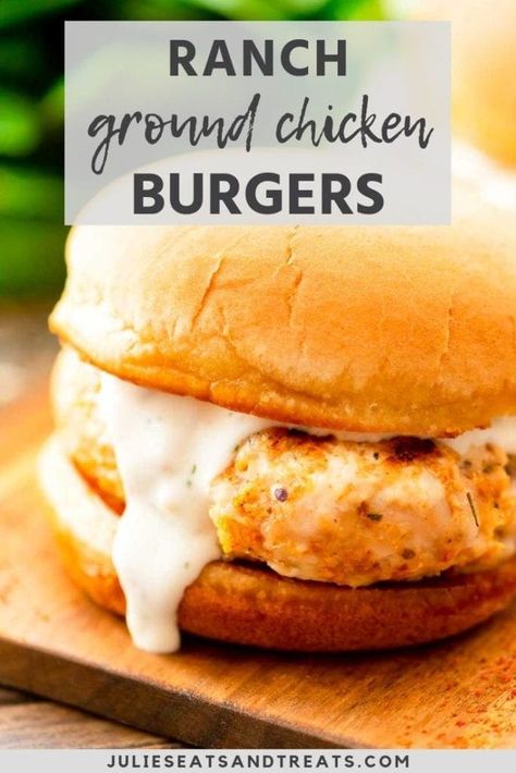 Chicken Ranch Burgers, Regular Burger, Ranch Burgers, Ground Chicken Burgers, Chicken Burgers Recipe, Chicken Ranch, Grilled Food, Baker Man, Ground Chicken Recipes