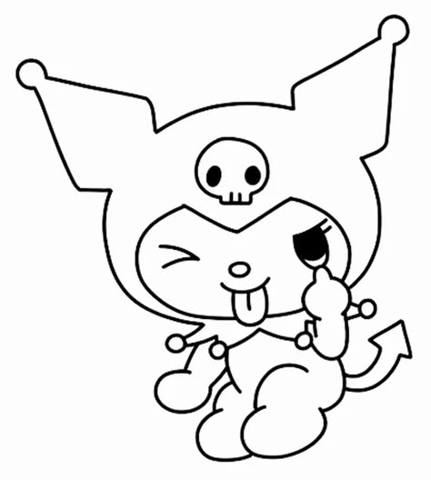 Kuromi Sticking Tongue Out Coloring Page Kuromi Drawing, Cupcake Coloring Pages, Hipster Drawings, Family Coloring Pages, Hello Kitty Colouring Pages, Farm Animal Coloring Pages, Drawing Prompts, Kitty Coloring, Tree Coloring Page