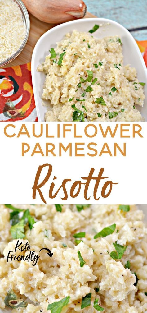 Keto Dirty Rice, Keto Risotto Cauliflower Rice, Cauliflower Rissoto Recipes Keto, Keto Italian Side Dishes, Low Carb Vegetarian Dinner Recipes, Riced Cauliflower Recipes Keto, Keto Risotto, Riced Cauliflower Recipes, Garlic Cauliflower Rice