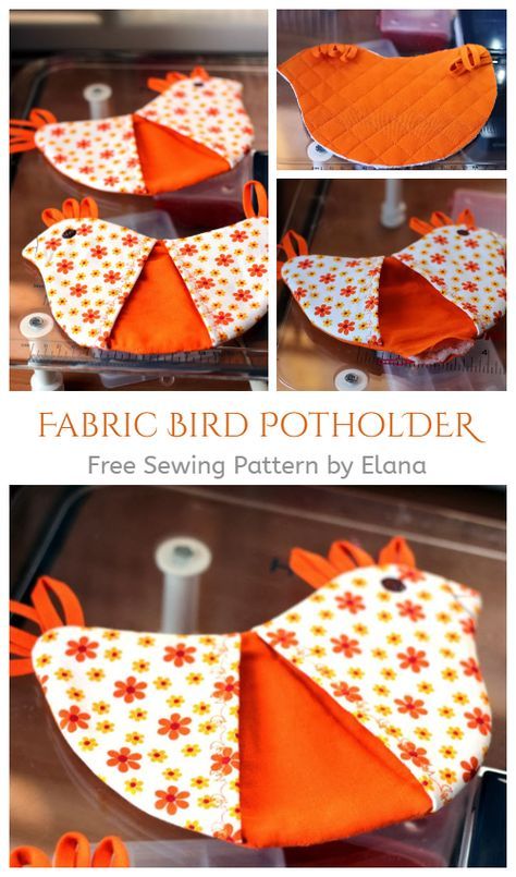 DIY Fabric Bird Potholder Free Sewing Pattern | Fabric Art DIY Chicken Potholder Pattern Free, Scrap Ideas Fabric, Kitchen Sewing Patterns Free, Sewing Chicken Projects, Sew A Potholder, Chicken Potholder Sewing Pattern Free, Chicken Pot Holder Sewing Pattern Free, Free Chicken Pot Holder Pattern, Small Diy Sewing Projects