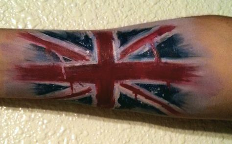 Abstract UK Flag arm painting. Paint Painter British flag. Union Jack. British Tattoo Ideas, Union Jack Tattoo, England Tattoo, British Tattoo, Jack Tattoo, Glasgow Rangers Football, 2 Tattoo, Arm Painting, Tattoo Symbols