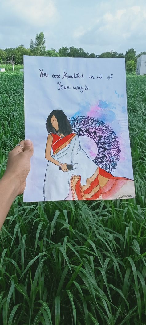 Saree Mandala Art, Saree Wearing, Indian Flag, Beauty Art Drawings, Follow My Page, Painting Of Girl, Mini Canvas Art, Mini Canvas, First Girl