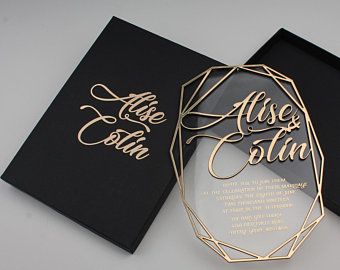 Geometric Wedding Invitation, Gold Foil Invitation, Gold Foil Wedding, Acrylic Wedding Invitations, Acrylic Invitations, Seating Plan Wedding, Geometric Wedding, Etsy Wedding Invitations, Wedding Favor Boxes