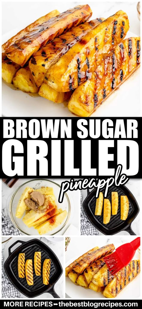 Brown Sugar Grilled Pineapple, Chicken Kabob Marinade, Grilled Pineapple Recipe, Bbq Pineapple, Brown Sugar Pineapple, Food On The Grill, Bacon Wrapped Pineapple, Bbq Foods, Pineapple Angel Food