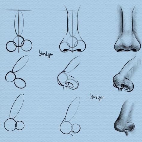 Nose Illustration Sketches, Side Profile Nose Drawing Tutorial, Digital Drawing For Beginners, Step By Step Digital Art, Drawing Faces Step By Step, Anatomy For Beginners, Nose Illustration, Draw Noses, Face Art Drawing