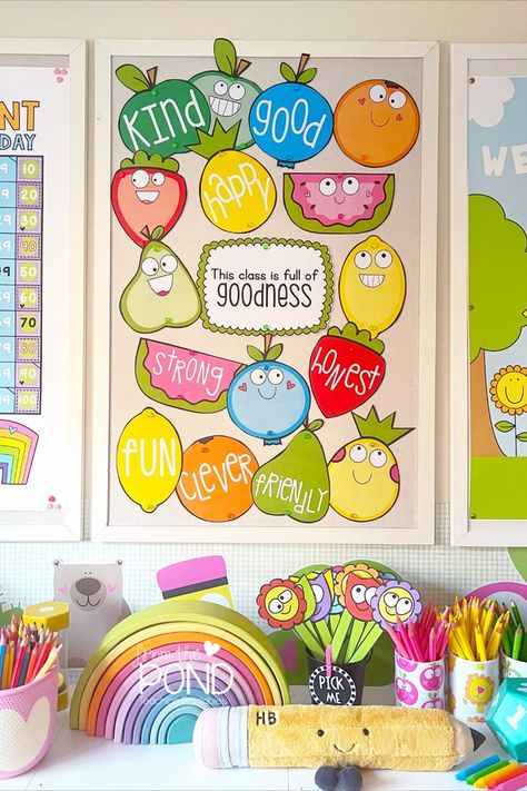 Door Display Classroom, Fruit Classroom, Nurture Room, Class Community, Classroom Door Displays, Apple Classroom, Daycare Decor, Infant Classroom, Kindergarten Classroom Decor