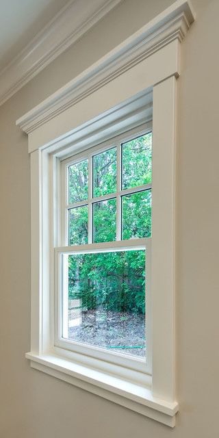 Molding Above Windows, Window Framing Interior, Framing Interior Windows, Woodwork Around Windows, Front Picture Window Ideas, Wall Moulding Around Windows, Framed Windows Molding, Window Architrave Interior, Window Casement Trim