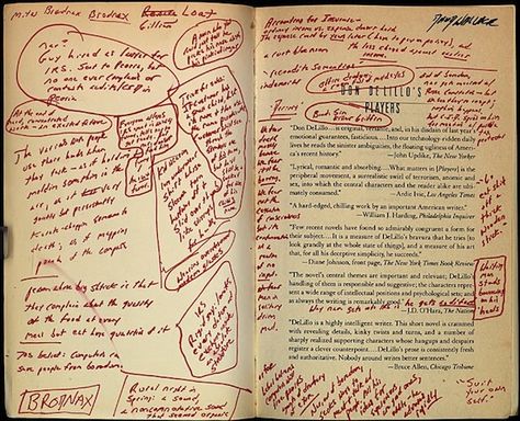 marginalia | David Foster Wallace Don Delillo, David Foster Wallace, David Foster, Chaotic Academia, English Major, Commonplace Book, Personal Library, Book Annotation, Famous Authors