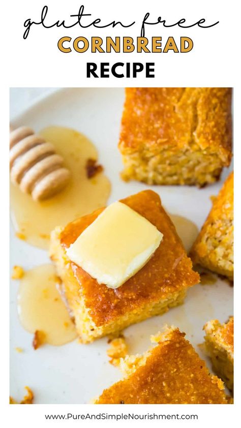 The Best Homemade Gluten-Free Cornbread Best Gluten Free Cornbread, Gluten Free Cornbread Recipe, Healthy Cornbread, Cornmeal Recipes, Gluten Free Cornbread, Honey Cornbread, Best Gluten Free, Cornbread Recipe, Homemade Gluten Free