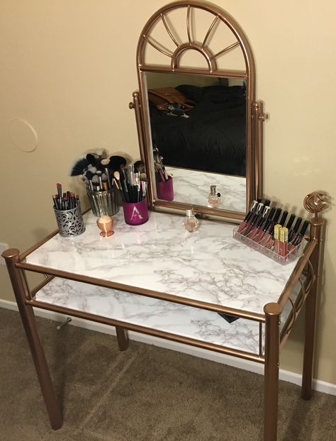 Marble Top Dresser Vanity, Carriage Vanity Table, Rustic Vanity Makeup Walmart, Antique Makeup Warerfal Vanities, 1940s Vanity With Mirror, Ideal Makeup, Makeup Station, Dresser Redo, Diy Vanity