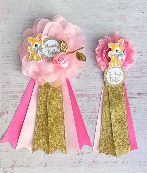 Ribbon Corsage, Mommy To Be Corsage, Mommy To Be Pins, Deer Baby Showers, Baby Shower Corsage, Deer Baby, Baby Shower Girl, Mommy To Be, Baby Deer