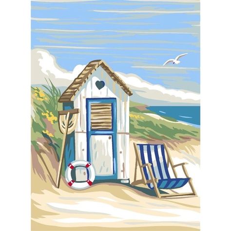 Beach Huts Art, Seaside Art, Canvas For Beginners, Sea Painting, Urban Sketchers, Sea Art, Beach Scene, Beach Hut, Beginner Painting