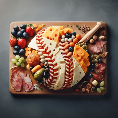 Hit It Out Of The Park With A Baseball Charcuterie Board - Soccer Charcuterie Board, Baseball Charcuterie, Cheese Trays, Charcuterie Inspiration, Big Board, Wheat Beer, Party Food Platters, Vegan Crackers, Charcuterie And Cheese Board