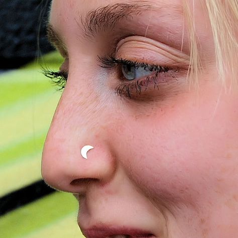 Moon Nose Stud, Gold Nose Jewelry, Rose Gold Nose Stud, Alternative Beauty, Facial Warts, Opal Nose Stud, Unique Nose Rings, Rose Gold Top, Gold Crescent Moon