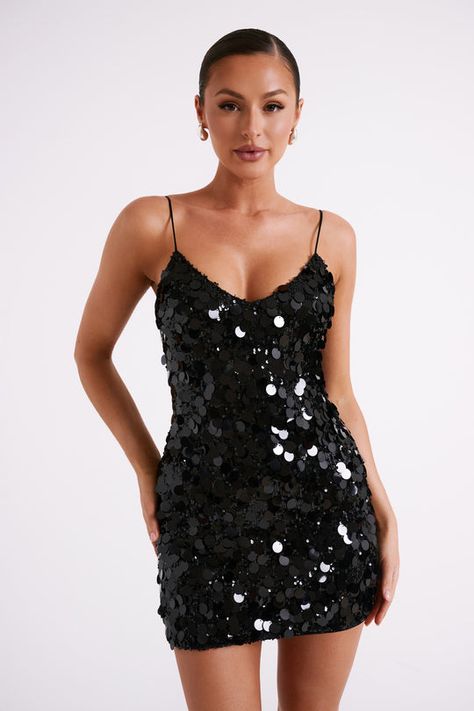 Dresses | Shop Women's Dresses Online Page 8- MESHKI Black And Silver Mini Dress, Blackout Party Outfit, Bday Dresses, Mini Sequin Dress, Vegas Dress, Concert Dresses, Black Sequin Mini Dress, Knit Dress Pattern, Vintage Boho Dress