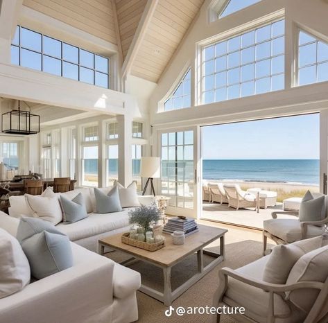 Beach Day Essentials, Summer Beach House, Personal Retreat, Beach Living Room, Beach House Living Room, Beach House Interior Design, Beachfront House, Sala Grande, Dream Life House