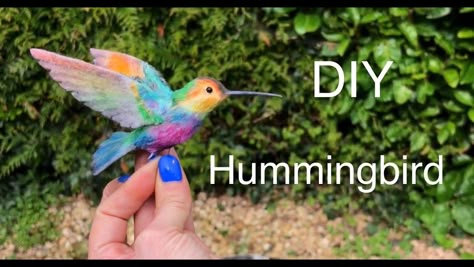 Needle Felted Hummingbird, Felted Hummingbird, Hummingbird Diy, Rainbow Hummingbird, Felted Birds, Hummingbird Ornament, Hummingbird Gifts, Bead Brooch, Crochet Beaded Bracelets