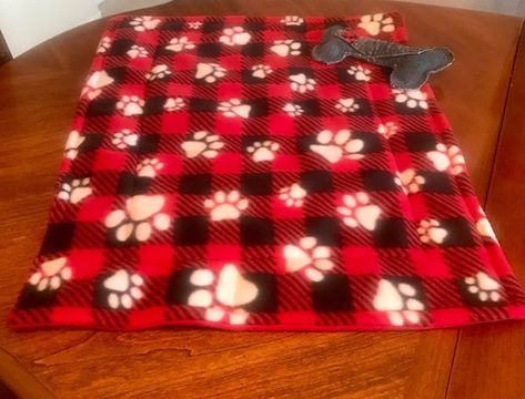 Dog Fleece Paw Print Blanket for Bed or Crate. | Etsy Fleece Dog Blanket, Blanket For Bed, Dog Pads, Thick Blanket, Dog Fleece, Free Toys, Cute Blankets, Cat Blanket, Red Fleece