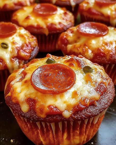 Deep Dish Pizza Cupcakes 🍕🧁 Ingredients: - 1 can refrigerated pizza dough - 1/2 cup pizza sauce - 1 1/2 cups shredded mozzarella cheese - 1/2 cup mini pepperoni slices (or regular pepperoni cut into small pieces) - 1/4 cup grated Parmesan cheese - 1/2 teaspoon Italian seasoning - 1/4 teaspoon garlic powder - Optional toppings: diced bell peppers, sliced olives, cooked sausage, or any favorite pizza toppings Instructions: 1. Preheat your oven to 375°F (190°C) and lightly grease a 12-cup muff... Mini Pizza Appetizers, Pizza Cupcakes, Refrigerated Pizza Dough, Japanese Drinks, Food Artwork, Deep Dish Pizza, Cookie Bar Recipes, Delicious Snacks Recipes, How To Cook Sausage