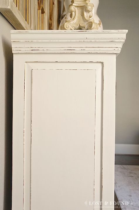 Dining Room Buffet Furniture Makeover using Fusion Mineral Paint Champlain  Fusion’s Champlain is the perfect off-white, and my go-to color for anyone who wants “white” furniture. used wax block prior p distress Fusion Paint Projects, Fusion Paint Furniture, White Chalk Paint Furniture, White Distressed Furniture, Antique White Furniture, Buffet Furniture, Antique White Paints, Grey Bedroom Furniture, Painted Bedroom Furniture