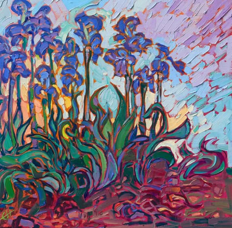 Flowy Art, Impressionist Paintings Landscape, Erin Hansen, Sunflowers Art, Van Gogh Irises, Erin Hanson, Contemporary Impressionism, Japanese Maple Tree, Monet Paintings