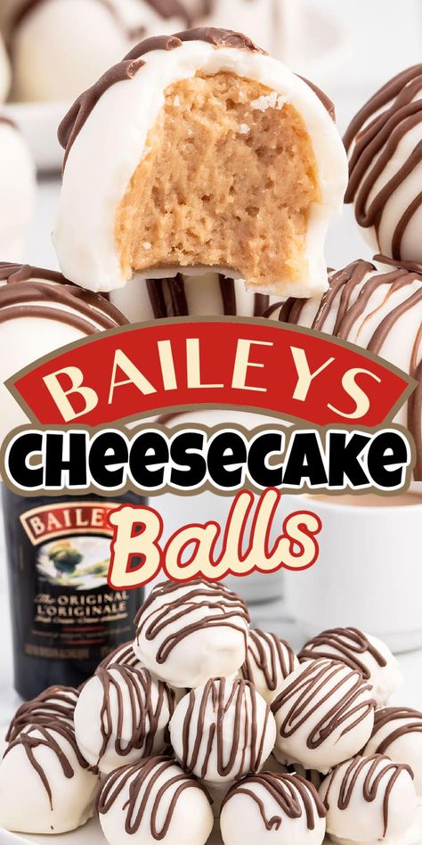 Alcohol Inspired Desserts, Dessert With Baileys, Baileys Christmas Desserts, Bailey Balls Recipe, Orange Cake Balls, Alcohol Treats For Parties, Baileys Irish Cream Truffles, Baileys Cake Pops, Baileys Recipes Desserts Christmas