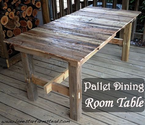 Pallet Dining Room Table, Dinning Room Table Diy, Pallet Furniture Outdoor Table, Dining Rooms Ideas, Pallette Furniture, Pallets Furniture, Diy Farm Table, Pallet Table Diy, Pallet Dining Table