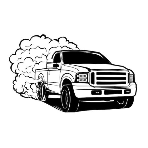 Cute Truck Drawing, Semi Truck Coloring Pages Free Printable, Dodge Truck Drawing, Simple Truck Drawing, Pickup Truck Tattoo, Pick Up Truck Drawing, Chevy Truck Drawing, Old Truck Drawings, Ford Truck Drawing