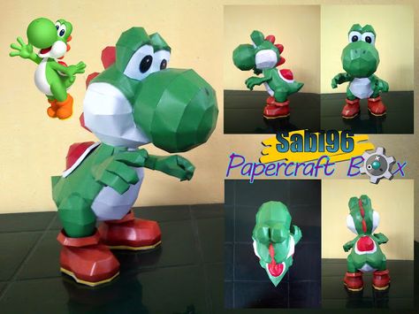 Yoshi Paper Model Mario Papercraft, Papercraft Download, Paper Video, Mario Yoshi, April Crafts, Paper Toy, Space Invaders, 3d Paper Crafts, Paper Model