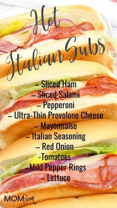 Italian Sandwich Recipes, Italian Subs, Hoagie Sandwiches, Hot Sandwich Recipes, Monte Cristo Sandwich, Types Of Sandwiches, Best Sandwich Recipes, Italian Sub, Italian Sandwich