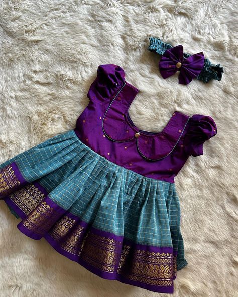 Simple yet traditional! The timeless trend! Purple with blue (Vintage Collar)- Kanchi Cotton Ethnic Wear Frock for Baby Girl Instock: 0-3 Years 🔎LINK: https://babynmeindia.com/products/purple-with-blue-vintage-collar-kanchi-cotton-ethnic-wear-frock-for-baby-girl Baby Girl Dresses Traditional, Baby Frock Ideas, Traditional Frocks For Baby Girl, Ethic Dress, Baby Girl Frock Designs, Frock For Baby Girl, Traditional Baby Dresses, Cotton Frocks For Kids