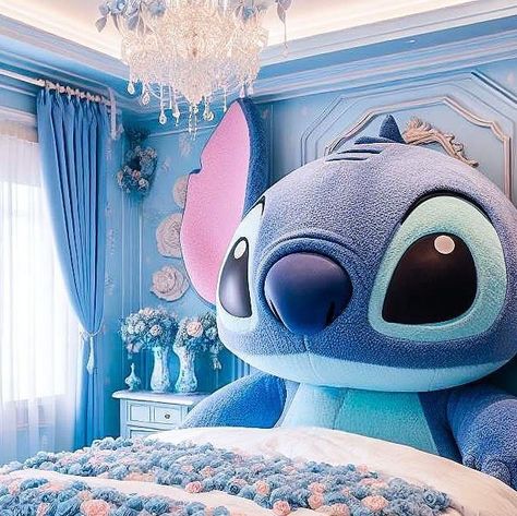 Stitch Girls Bedroom, Lilo And Stitch Bedroom Ideas, Stitch Furniture, Stitch Bedroom Ideas, Fantasy Bed, Stitch Bedroom, Stitch Bedding, Stitch Merchandise, Bear Quotes