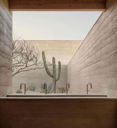 Most epic tennis center. Cabo Sports Complex in Los Cabos designed by by @tallerhectorbarroso / roi @cesarbejarstudio via… | Instagram Rammed Earth Homes, Rammed Earth Wall, Deco Bathroom, Rammed Earth, Casa Container, Earth Homes, Baja California Sur, Sports Complex, Architecture Exterior