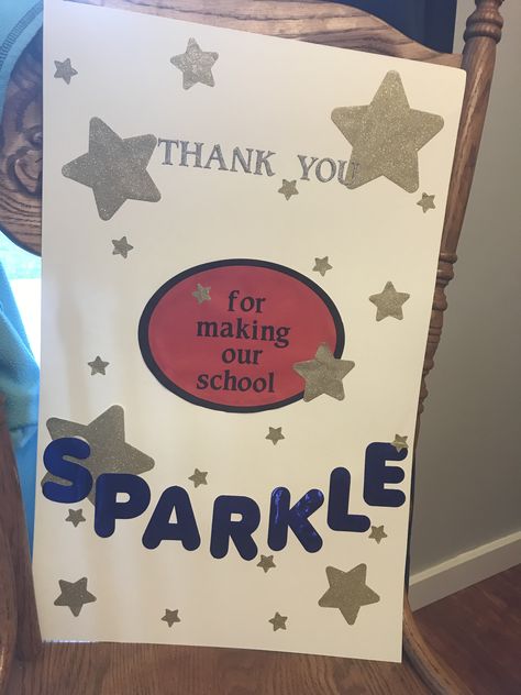 Appreciation Gifts For Janitors, Janitor Appreciation Poster, Custodian Appreciation Ideas, Janitor Appreciation, Appreciation Day Ideas, Staff Treats, Custodian Appreciation, Teacher Appreciation Doors, School Custodian