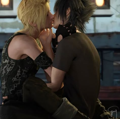 Awww Promptis Ffxv, Noctis X Prompto, Ffxv Noctis, Goth Boys, Prompto Argentum, Noctis Lucis Caelum, Sans Art, Final Fantasy Collection, Goth Boy