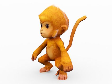 Orange Monkey, Monkey Cartoon, Cartoon Orange, Cartoon 3d, Low Poly 3d, 3d Visualization, 3d Artist, File Free, Low Poly