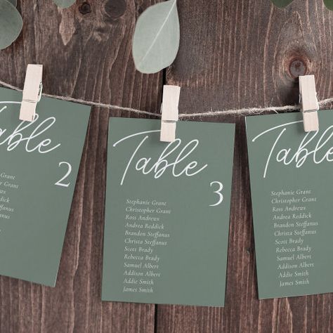 Sage Green Wedding Signage, Table Chart Wedding, Sage Green Wedding Table, Hanging Seating Chart, Minimalist Seating Chart, Ivory Wedding Decor, Green Wedding Table, Seating Chart Cards, Green Wedding Decorations