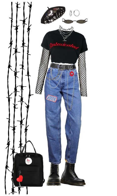 chained & wired created by immoral        on ShopLook.io perfect for Rock N Roll Hall Of Fame Style. Visit us to shop this look. #Rock N Roll Hall Of Fame Style, #Year Round, #All Cute Rock And Roll Outfits, Rock And Roll Inspired Outfits, Rock Am Ring Outfit, Rock N Roll Style Women, Rock And Roll Outfits, Rock N Roll Outfit, Rock Girl Style, Stil Rock, Rock And Roll Jeans